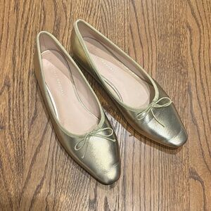 Loeffler Randall Metallic Georgie Gold Flats